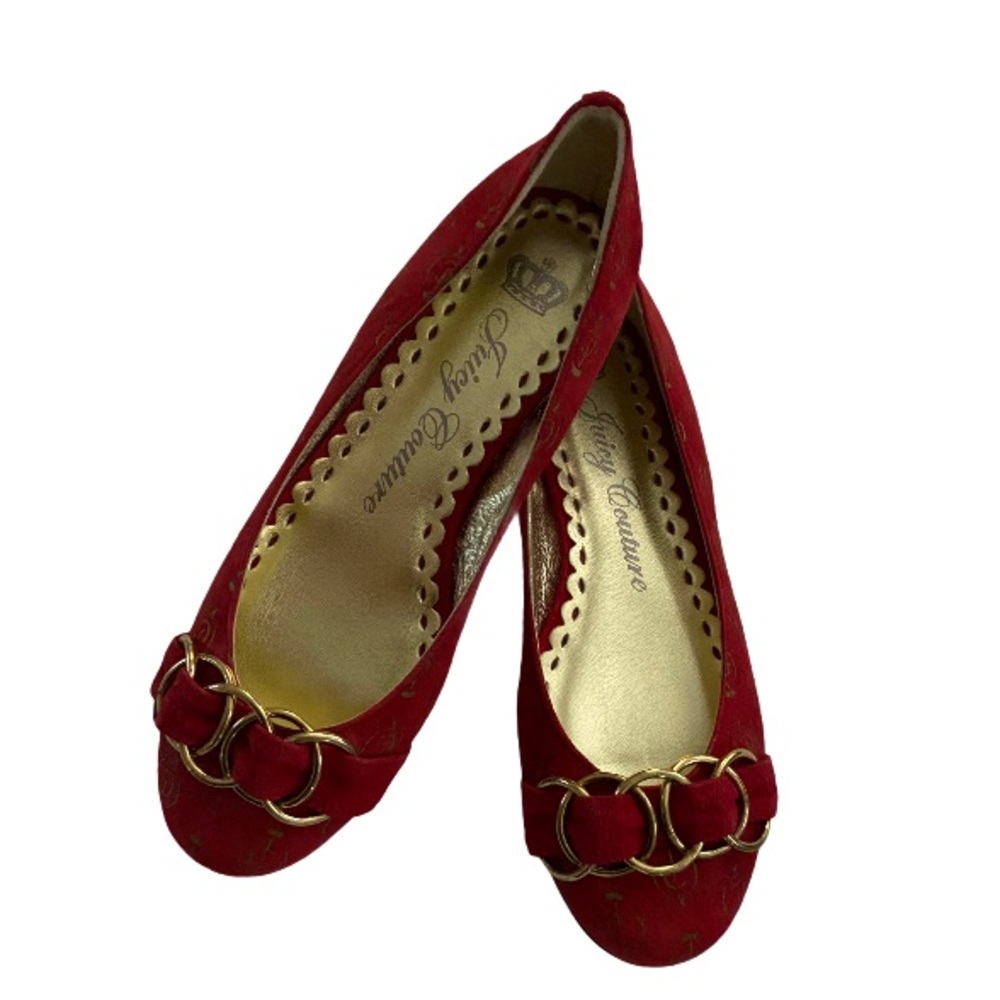NWOT Juicy Couture Red Suede Leather Flats size-8M - Picture 2 of 6